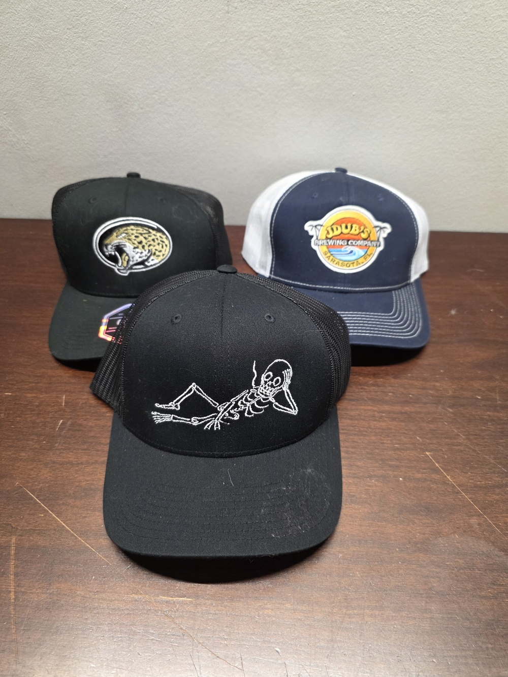Black Skeleton Mesh-Back Trucker Hat - Unbranded